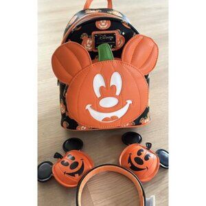 🆕Womens Loungefly Disney Mickey-O-Lantern Double Strap Shoulder Bag Purse